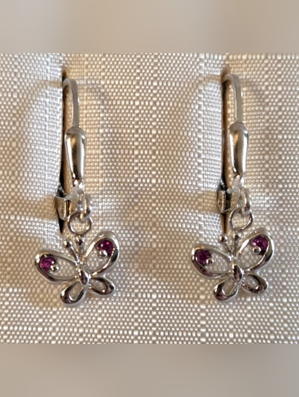 Amor Silver Butterfly Earrings with Purple Accents